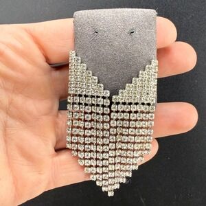 Vintage Les Bernard Chandelier Clip On Earrings Silver Tone